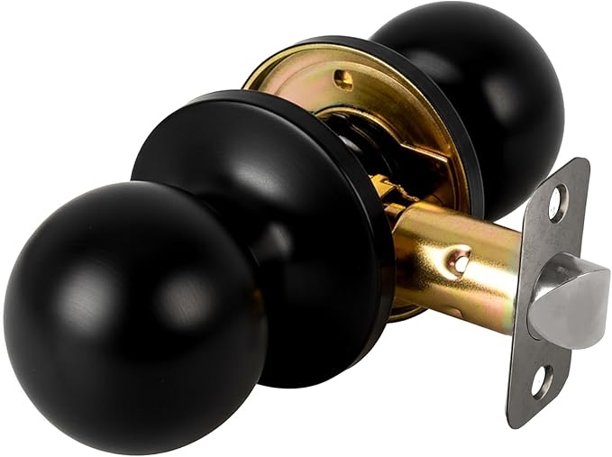 Passage Door Knob - Closet Door Knobs, Keyless Doorknob Interior Door Knob Without Lock for Hallway, Matte Black
