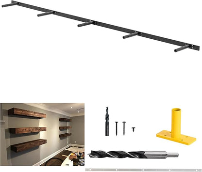 Heavy Duty Floating Shelf Bracket 69 inch, Hidden Shelf Bracket for Mantel and Shelving, Max Load 200 lbs if Mounted on Studs, Invisible Bracket for Floating Shelves (with Ease Build Kit)