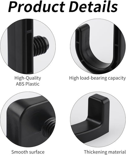 4pcs Storage Shed Hooks for Suncast & Craftsman, Black J and U Tool Hangers, Storage Shed Shelves Accessories for Hanging Shovels Scissors Shed Organization Supplies ﻿