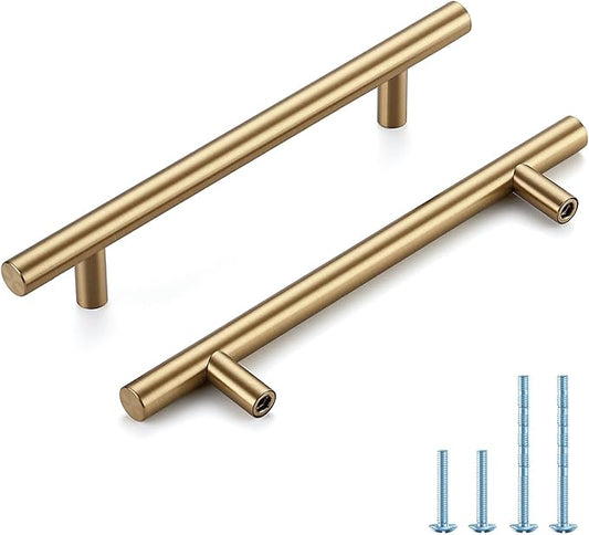 Champagne Bronze Cabinet Handles 5 Inch Hole Center Stainless Steel Drawer Pulls for Cabinets, Dresser, Bathroom 45 Pack