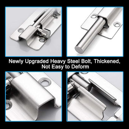 4 Pack Barrel Bolt Latch, Slide Bolt Latch 3 Inches Slide Latch Lock, Thickened Stainless Steel Sliding Lock for Door, Brushed Finish Sliding Bolt Lock, Sliding Bolt Latch with 24PCS Screws