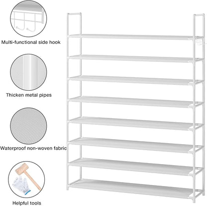 OYREL 8 Tier Shoe Rack Organizer Large Shoe Storage Rack for Closet Entryway Shoe Holder Space Saving Shoe Shelf Shoe Stand Tall Shoe Tower Metal Shoe Rack Holds up to 32-40 Pairs of Shoes
