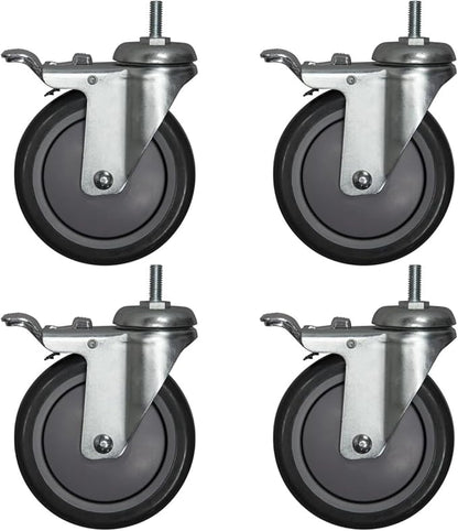 Akro-Mils AWPCAST5Y Swivel Non-Marking Locking Caster Wire Shelving System Upright Legs 2 Casters with Brakes, 500lbs Weight Capacity, 5-Inch