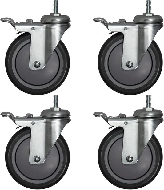 Akro-Mils AWPCAST5Y Swivel Non-Marking Locking Caster Wire Shelving System Upright Legs 2 Casters with Brakes, 500lbs Weight Capacity, 5-Inch