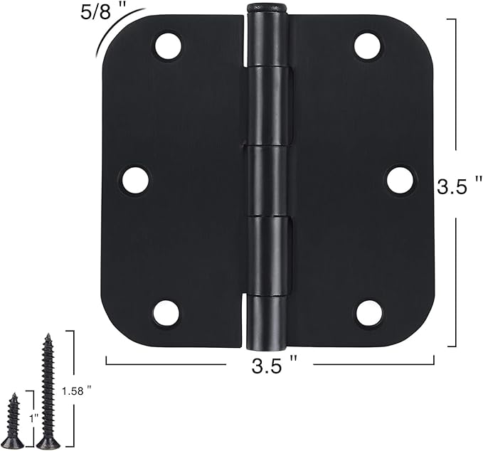 TDCHINGES 18 Pack Door Hinges 3.5 Inch Matte Black