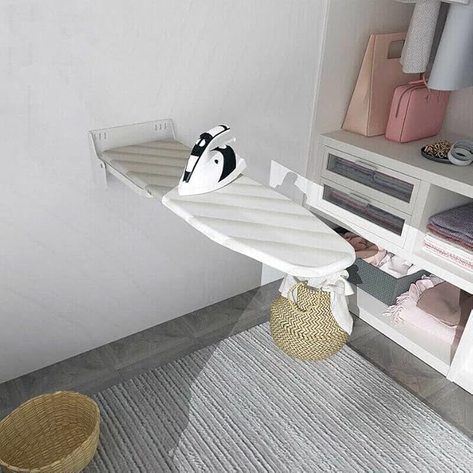 180°Rotation Wall-Mounted Ironing Board Foldable Clothes Ironing Table Pull-Out Stow Away Ironing Board Retractable Small Ironing Board Ironing Storage Station Door Hanging Laundry for Home Apartment