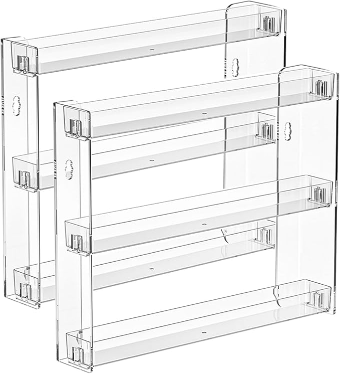 2Pack 3 Tier Display Rack, Clear Paint Rack Wall-Mount (No Drill), Acrylic Craft Paint Storage Organizer, Miniature Holder for 2oz Bottle, Nail Polish Organizer, Badges, Mini Figures (2)