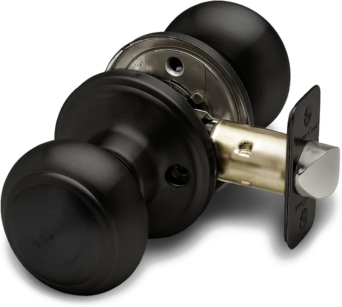 Copper Creek Colonial Passage Interior Door Knob – ANSI Grade-3 Certified, Modern Heavy Duty Handle, Easy Install and Reversible for Bedroom, Bathroom and Closets – Matte Black (1 Pack)