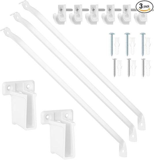 12 Inch Wire Shelf Brackets Set, 3PCS Closet Shelf Brackets with 6 Wire Shelf Clips, 2 End Brackets and Screws, Metal Support Bracket for Wire Closet Shelving, Heavy Duty
