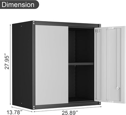 Garage Wall Cabinet,Locking Wall Cabinet with Shelves,Wall Mounted Storage Cabinet,Metal Wall Cabinet for Garage,Basement,Home,Gray