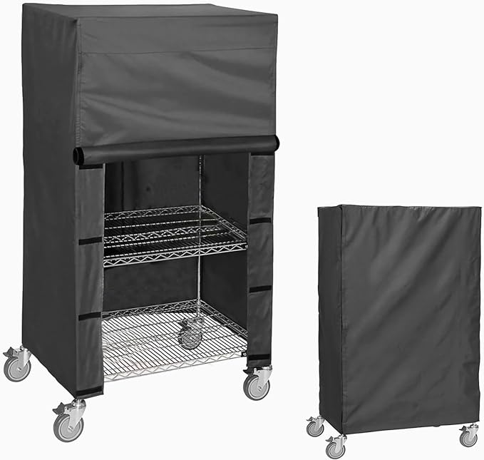 Waterproof Shelving Cover for 36" x 24" x 72" Wire Racks | Heavy-Duty Storage Shelf Cover with Nylon & Hook-and-Loop Closure | Black (No Shelves)