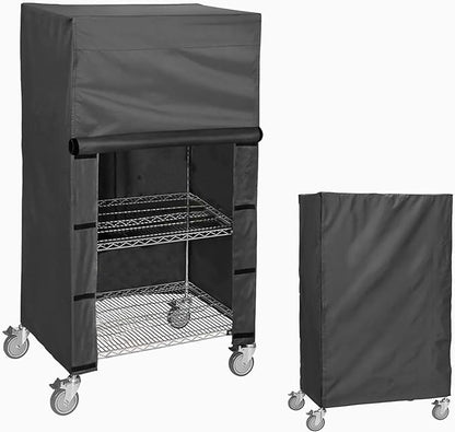 Waterproof Shelving Cover for 36" x 24" x 72" Wire Racks | Heavy-Duty Storage Shelf Cover with Nylon & Hook-and-Loop Closure | Black (No Shelves)