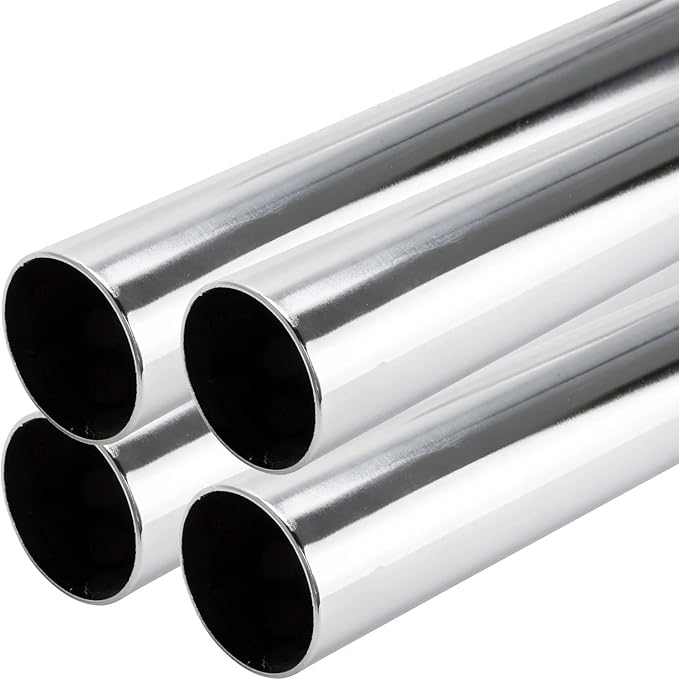 48" HEAVY DUTY Round Closet Rod | 32mm Diameter | Polished Chrome Clothes Pole | 4 Pack
