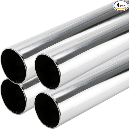 72" HEAVY DUTY Round Closet Rod | 32mm Diameter | Polished Chrome Clothes Pole | 4 Pack