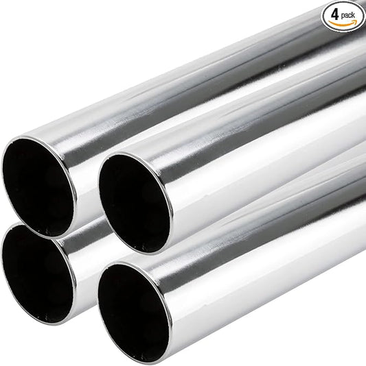 72" HEAVY DUTY Round Closet Rod | 32mm Diameter | Polished Chrome Clothes Pole | 4 Pack