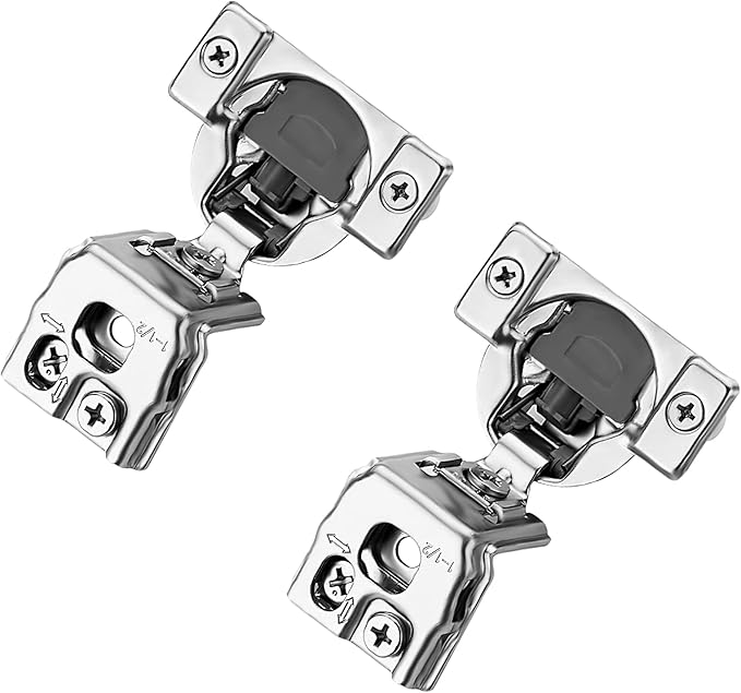 Ravinte 50 Pack 25 Pairs 1-1/2 inch Overlay Soft Close Hinges for Kitchen Cabinet Hinges Satin Nickel Hidden Hinges Stainless Steel Concealed Hinge self Closing