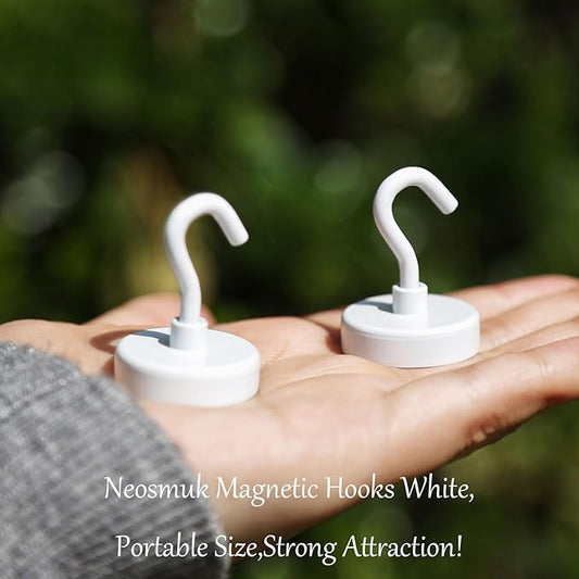 Neosmuk Magnetic Hooks, Heavy Duty 85lb+ Strong Magnet Hook for Cruise Cabins, Cruise Ship Essentials for Hanging, Metal Wall Refrigerator Hangers (White, 10 Pack)