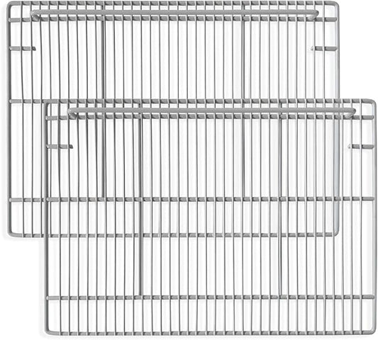 Commercial Sandwich&Salad Prep Table Freezer and Refrigerator Shelves, Durable and Resistant to Corrosion, Easy Snap-On Design, Adjustable Steel Shelving. (19.34" D x 27.52" W x 2.09" H, 2 Pack)