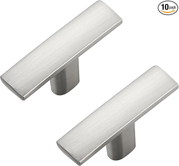 10 Pack Silver Cabinet Knobs - Curved Cabinet Pulls Brushed Nickel Knobs for Kitchen Cabinet Drawer Solid Dresser Knobs for Cabinet Hardware 1-3/4in Length Single Hole