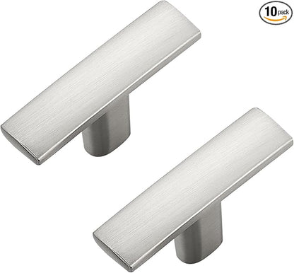 10 Pack Silver Cabinet Knobs - Curved Cabinet Pulls Brushed Nickel Knobs for Kitchen Cabinet Drawer Solid Dresser Knobs for Cabinet Hardware 1-3/4in Length Single Hole