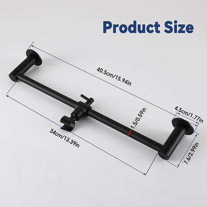 Shower Slide Bar Adjustable Handheld Shower Head Holder Wall Mount - 15inch All-Metal Shower Head Slide Bar Compatible with Bathroom Drill Free Glue Installation - Black