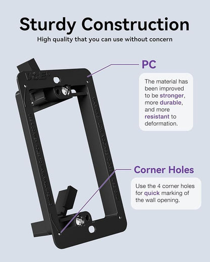VCELINK Wall Plate Cable Pass Through with Mounting Bracket, Single Gang Black Flexible Rubber Opening Cable Outlet Cover for Low Voltage Cables, Wall Mount TV, Home Theater System, 2-Pack