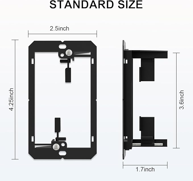 FGB 20 Pack Low Voltage Mounting Bracket, 1 Gang Low Voltage Box Brackets for Single Gang Wall Plate, Telephone Wires, Network Cables, HDMI, Coaxial, Speaker Cables, Black