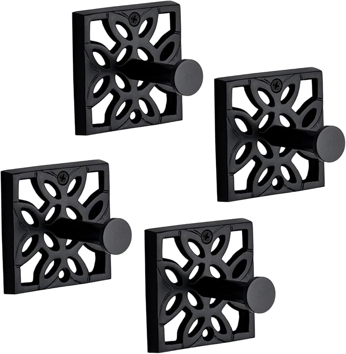 Autumn Alley Black Bathroom Towel Hook Robe Hook Wall Mounted - Wall Hooks for Towel, Robe, Coat, and Door Hooks for Bathroom Rustproof Modern Unique Style, 4 Pack