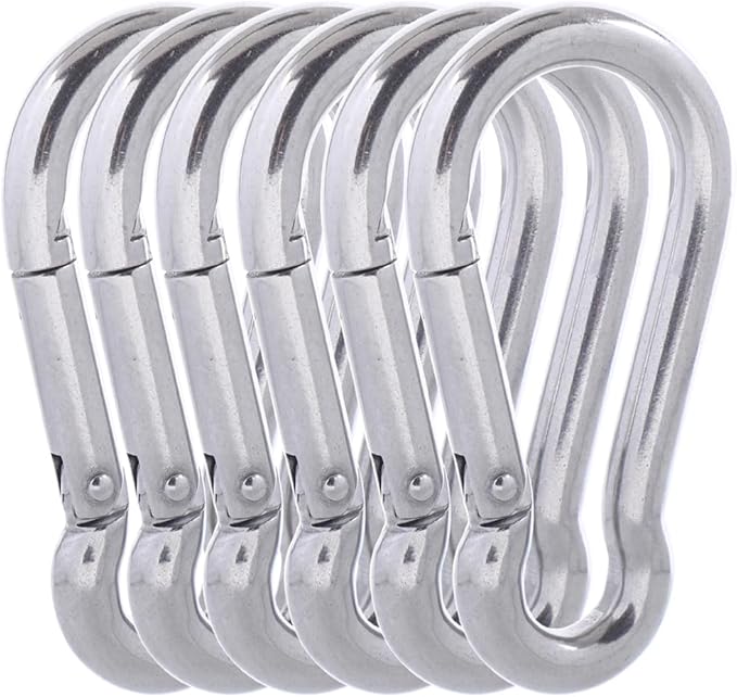 Carabiner Clips, 316 Stainless Steel Carabiner Clip, Heavy Duty Carabiner Hooks, Keychain Carabiners, Multi-Purpose Spring Snap Hook for Dog Leash, Outdoor Camping, Swing, Hammock