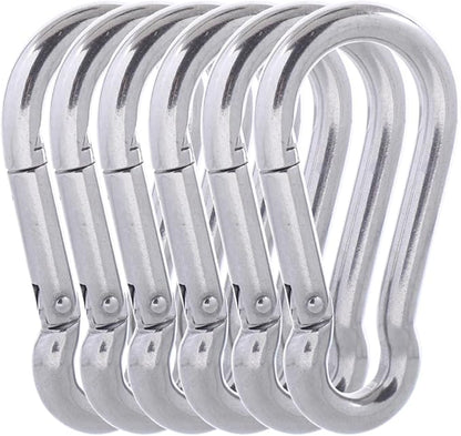 Carabiner Clips, 316 Stainless Steel Carabiner Clip, Heavy Duty Carabiner Hooks, Keychain Carabiners, Multi-Purpose Spring Snap Hook for Dog Leash, Outdoor Camping, Swing, Hammock
