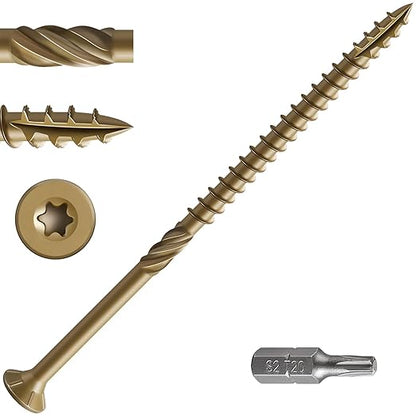#10 * 5" Deck Screws, (190pcs) 5 lbs.Exterior Wood Screws, Rust Resistant Epoxy Coated, Bronze, T20 Star Bit