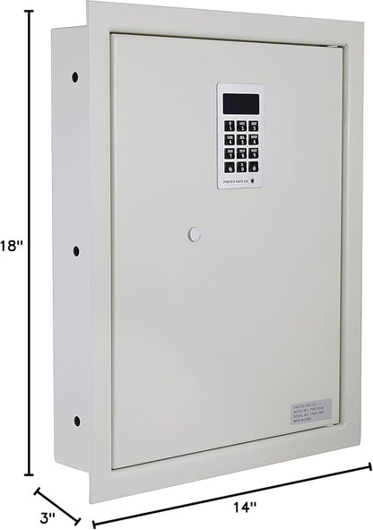 Protex Safe Electronic Keypad Wall Safe (PWS-1814E), Burglary Resistant wall safe, digital electronic locking system, velvet interior, automatic door opening, 2 Removable shelves