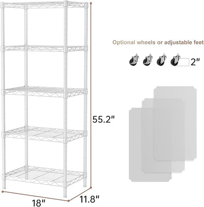 SINGAYE 5 Small Wire Shelves Kitchen Pantry Close Home Organizers and Storage Bathroom Shelf Laundry Room Organization Adjustable Book Metal Garage Shelving Unit