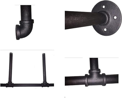 (77"Tall,14"Deep,2pcs) Industrial Retro Wall Mount Iron Pipe Shelf,DIY Open Bookshelf,Hung Bracket,Home Improvement Kitchen Shelves,Tool Utility Shelves, Office Shelves, Pipe Shelving