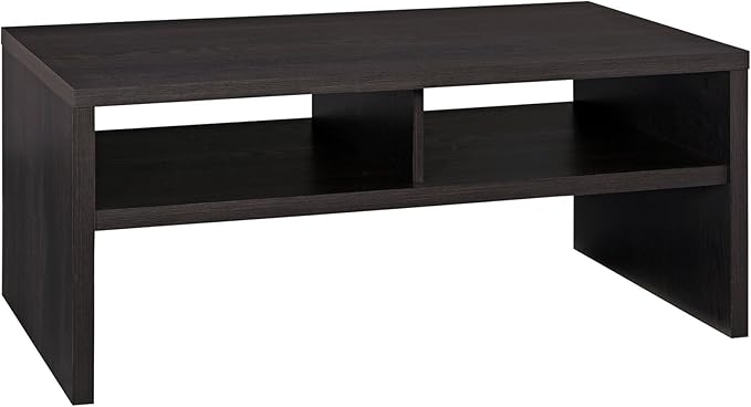 ClosetMaid 1664 Rectangular Coffee Table with Storage Shelves, Black Walnut