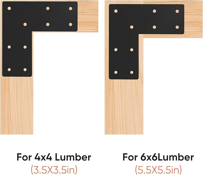 L Shape Flat Angle Bracket 4pcs, 7.5x7.5x3” L Mending Plate for 4x4,6x6 Post, L Shape Corner Brace Connector for DIY Projects-Home renovations, Construction, Shelving Systems
