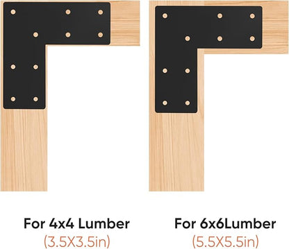 L Shape Flat Angle Bracket 4pcs, 7.5x7.5x3” L Mending Plate for 4x4,6x6 Post, L Shape Corner Brace Connector for DIY Projects-Home renovations, Construction, Shelving Systems
