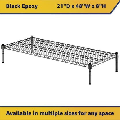 21" x 48" x 8" Black Epoxy Wire Storage Shelf, Dunnage Rack, Commercial 1 Tier Small Shelf