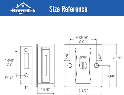 HOMOTEK Privacy Sliding Door Lock with Pull Oil Rubbed Brass- Replace Old Or Damaged Pocket Door Locks Quickly and Easily, 2-3/4”x2-1/2”, for Door Thickness for 1-3/8”