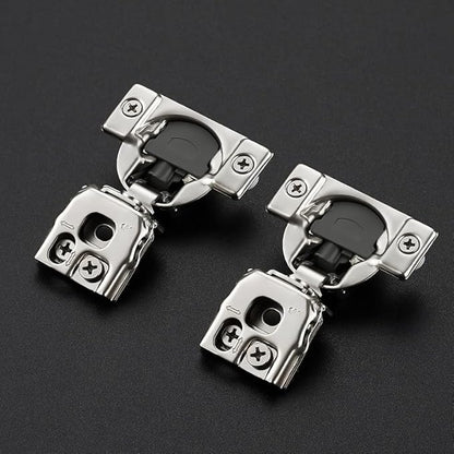 50 Pack 25 Pairs 1 Inch Overlay Soft Close Hinges for Kitchen Cabinet - Satin Nickel Hidden Concealed Hinge - Stainless Steel Self Closing