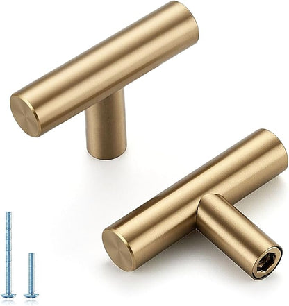 Champagne Bronze Cabinet Handles Single Hole Stainless Steel Drawer Pulls for Cabinets, Dresser, Bathroom 45 Pack