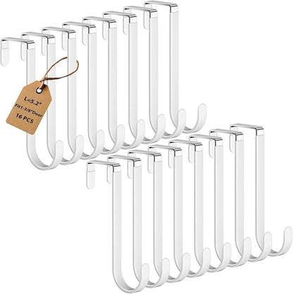 16 Pack Over The Door Hooks, Door Hanger Hook, Towel Hooks for Hanging, Towel Hanger for Bathroom, Fit 1 3/8" Door White, Dorm Room Essentials