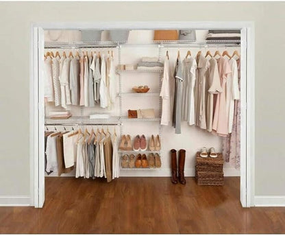 Rubbermaid FastTrack 6 to 10 Foot Wide White Wire Closet Organization Configuration Storage Kit with Shelves, 2 Pack