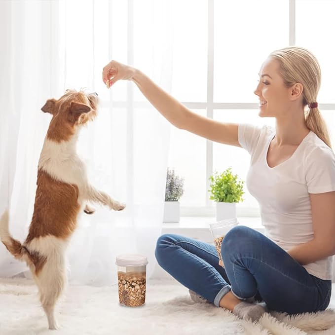 3 Pack Dog Treat Container - Airtight Dog Treat Holder with Lid - Reusable Cat Treat Container - Cute Cat Treat Cookie Container Set - Plastic Pet Dog Cat Food Storage Container