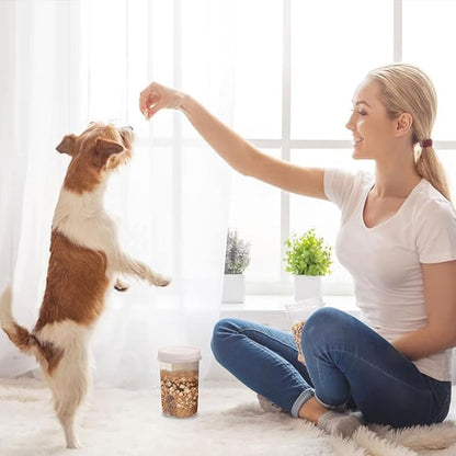 3 Pack Dog Treat Container - Airtight Dog Treat Holder with Lid - Reusable Cat Treat Container - Cute Cat Treat Cookie Container Set - Plastic Pet Dog Cat Food Storage Container