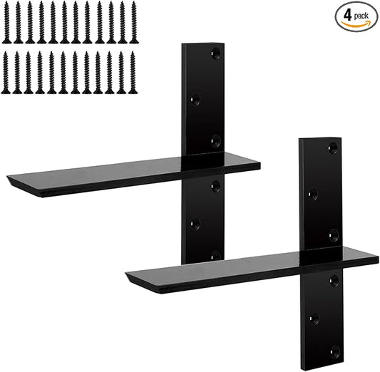2-Pack Floating Shower Bench Brackets - 12" L x 2.5" W Heavy-Duty Hidden Countertop Wall Support Brackets, 3/8" Thick, Ideal for Floating Vanity, Cabinets, Granite,Dishwashers, Bin,and Bench Seats