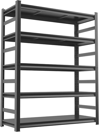 5 Tier Wide Garage Shelving Heavy Duty, Metal Storage Shelves for Garage Organization, Adjustable Utility Shelf, 45.3" W x 18" D x 63" H