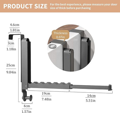 Over The Door Drying Rack, Foldable Portable Over The Door Hooks Hanger with Retractable Hanging Rod, Over The Door Clothes Drying Rack Equipped with Non-Slip Pads for Door Protecter (2, Space Grey)