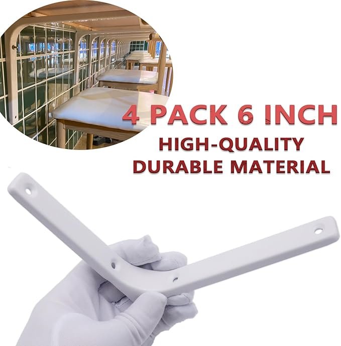 4pcs 6 x 5 Inch L Brackets, Heavy Duty Wall Mount L Corner Brackets Braces for Wood, Shelves, Cabinets, 90 Degree Triangle Shelf Support with Screws, Small Right Angle Bracket