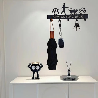 Dog Leash Holder Wall Mount, Dog Supply Organizer with 5 Hooks, Metal Key Hooks for Wall， Wall Storage for Hanging Leash, Vest, Harness, Keys